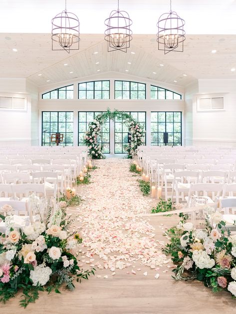 This "Semi-Destination" Wedding in North Carolina Proves How Transformative Romantic Drapery Can Really Be Branch Arch Wedding, Wedding Styles Themes, Candle Lit Ceremony, Indoor Wedding Ceremony, Wedding Branches, Martha Weddings, Romantic Wedding Ceremony, Ceremony Arch, Ceremony Flowers