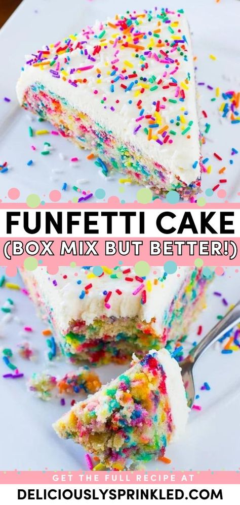 Learn how to improve boxed cake mixes for an easy Thanksgiving sweet treat and a simple Christmas dessert! With rich homemade flavors, this funfetti cake mix cake is perfect for your parties. Save this holiday baking recipe and enjoy making box cake mix taste better! Improve Boxed Cake, Box Cake Better, Box Cake Mix Better, Cake Mix Better, Funfetti Cake Mix Recipes, Make Box, Easy Dessert Recipes Christmas, Thanksgiving Sweet Treats, Funfetti Cake Mix