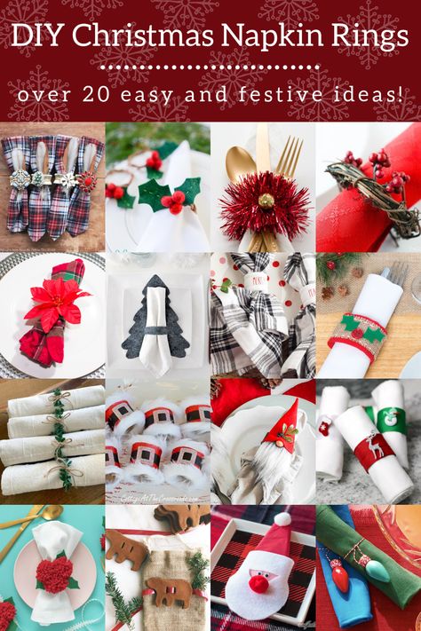 Napkin Ring Ideas Diy, Diy Christmas Napkin Rings, Diy Napkin Rings Christmas, Diy Christmas Napkins, Napkins Folding, Christmas Table Napkins, Christmas Napkin Folding, Holiday Napkin Rings, Advent Crafts