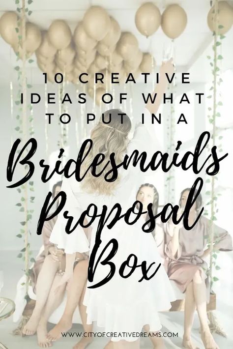 10 Creative Ideas of What to Put in a Bridesmaids Proposal Box | City of Creative Dreams How I proposed to my bridesmaid: bridesmaid proposal, proposal box, bridesmaid gift ideas, bridesmaid box, maid of honor proposal, maid of honor gift ideas, bridesmaid proposal ideas unique, bridesmaid proposal ideas, how to make a bridesmaid proposal, how to make a bridesmaid proposal box, how to make your own bridesmaid proposal, bridesmaid proposal, bridesmaid proposal gifts Creative Bridesmaid Proposal Ideas, Unique Bridesmaid Proposal Ideas, How To Ask Your Bridesmaids, Wedding Brides Maid, Box City, Wedding Planning Organizer, Unique Proposals, Bridesmaids Proposal, Wedding Maids