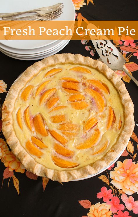 Fresh Peaches And Cream Pie, Fresh Peach Custard Pie Recipes, Old Fashioned Peach Pie, Amish Peach Cream Pie, Peach Custard Pie Recipes, Impossible Peach Pie, Canned Peach Pie Filling Recipes, Peach Pie With Frozen Peaches, Peach Cream Pie