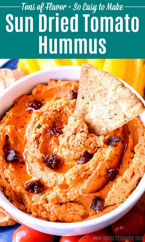 Chickpea Sundried Tomato, Houmous Recipe Homemade Hummus, Hummus With Sundried Tomatoes, Italian Hummus Recipe, Hummus From Dried Chickpeas, Sun Dried Tomato Hummus Recipe, Tomato Hummus Recipe, Sundried Tomato Hummus, Sun Dried Tomato Hummus