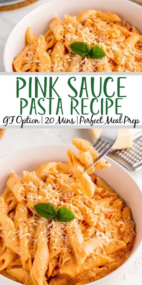 Pink sauce pasta is a simple pasta dish that is quick to make and can easily be made gluten free. This recipe is a classic and is perfect for meal prepping or a simple dinner at home. The homemade pink sauce is simple to make and can be swapped in anywhere you would normally use a pasta sauce and want the pink sauce flavor. #glutenfreerecipes #pastarecipes #easydinnerrecipes #pinksaucepasta #pasta Gluten Free Pasta Sauce Recipes, Gluten Free Pasta Sauce, Homemade Gluten Free Pasta, Pasta Sauce Recipes Easy, Pink Sauce Pasta, Easy Pasta Sauce, Pink Sauce, Pasta Sauce Homemade, Simple Pasta