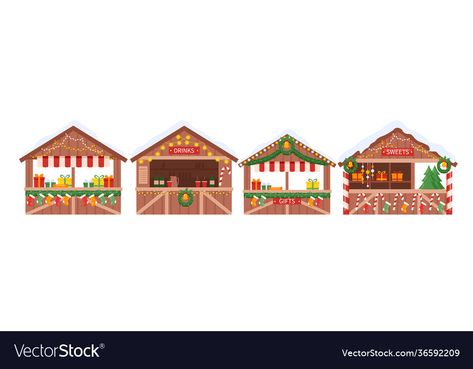 Christmas Market Stall, Xmas Shopping, Irish Christmas, Market Stands, Illustration Simple, New Year's Food, Market Stall, Market Stalls, Cookie Stamps