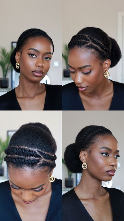 Elegant classy and simple natural hairstyles for black women with natural hair for work, church and dress up. Simple Natural Braids For Black Women, B3 Hair Styles, 4c Classy Hairstyles, Wedding Hair Styles For Black Hair, Cute Simple 4c Hairstyles, Elegant Black Hairstyles Natural, Elegant Hairstyles 4c Hair, Elegant Hairstyles Natural Hair, Curly Natural Hairstyles For Black Women Wedding