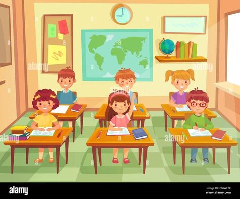 Class Illustration School, Classroom Illustration School, Cartoon Classroom, Classroom Illustration, Class Illustration, Classroom Scene, Classroom Images, School Illustration, Geography Lessons