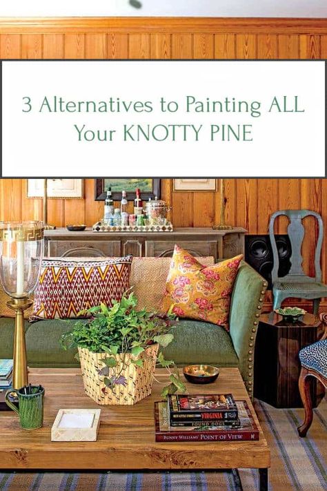 Knotty Pine Walls Kitchen, Paint Knotty Pine Walls, Knotty Pine Walls Color Schemes Living Room, Wooden Ceiling Living Room, Knotty Pine Walls Makeover, Knotty Pine Walls Color Schemes, Knotty Pine Living Room, Rustic Traditional Living Room, Living Room Wood Wall