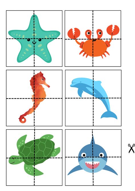 Sea animal. Puzzles. Kids activity. Fun learning. Aquatic Animals Craft Preschool, Sea Animal Toddler Activities, Aquatic Animals Preschool Activities, Fishing Activities For Preschool, Sea Animal Activities Preschool, Sea Animal Activities For Toddlers, Water Animals Activities For Kids, Sea Animal Activities, Sea Animals Activities For Preschool