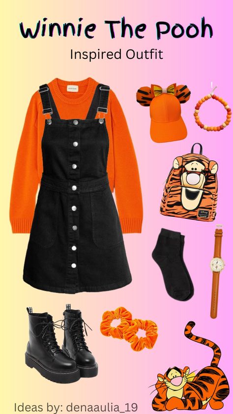 Pooh Bear Disneybound, Disney Outfits Winnie The Pooh, Pooh Disney Outfit, Disney Modern Outfits, Winnie The Pooh Outfit Ideas, Disney Inspired Outfits Casual, Winnie The Pooh Inspired Outfits, Winnie The Pooh Disney Outfits, Cartoon Characters Outfits Ideas