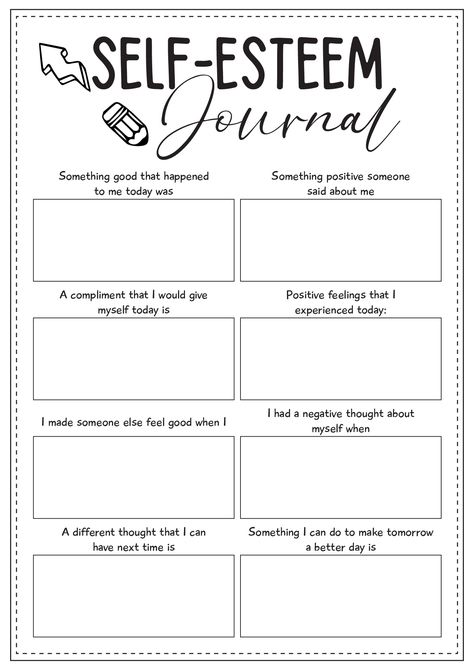 Self-Esteem Printable Activities Psychology Exercises, Cbt Techniques, Group Therapy Activities, 5th Grade Worksheets, Counseling Worksheets, Self Esteem Worksheets, Self Esteem Activities, Social Emotional Activities, Mental Health Activities