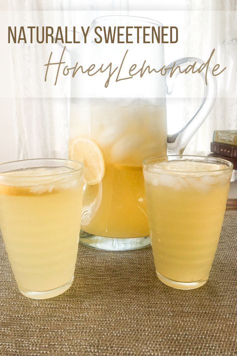 Lemonade you don't have to worry about having too much of! This naturally sweetened honey lemonade is a pure and refreshing summer drink. #naturallysweet #processedsugarfree #honey #lemonade #cookingfromscratch #summer #lemons Natural Lemonade Recipe, Honey Lemonade Recipe, Homemade Lemonade With Honey, Lemonade Recipe With Honey, Healthy Homemade Lemonade, Healthy Lemonade Recipe, No Sugar Lemonade, Honey Mint Lemonade, Lemonade With Honey