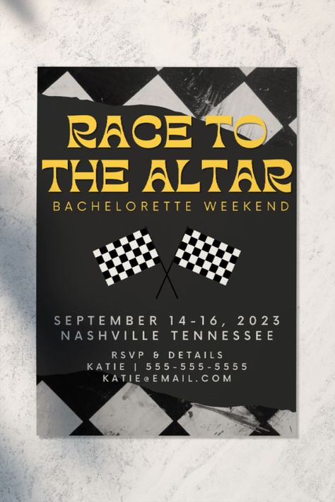 Car Themed Wedding, Bachelor Party Themes, Bachelorette Party Theme, Bach Weekend, Bachelorette Planning, Bachelorette Party Invitation, Race Party, Tiffany Wedding, Bachelorette Themes