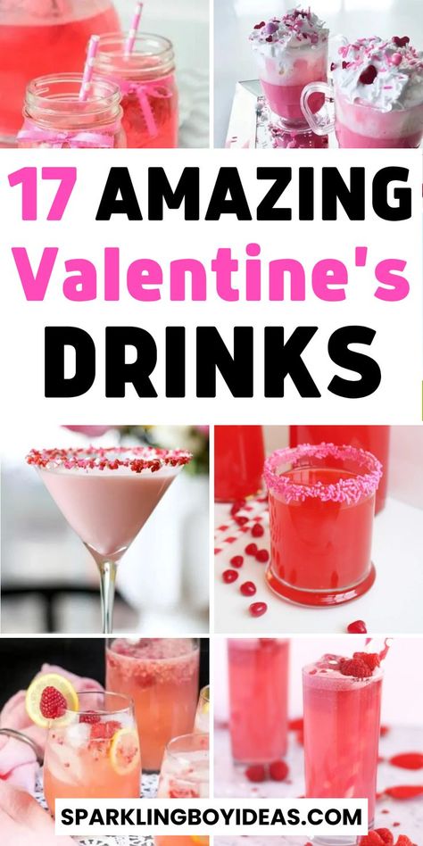 Make your Valentine's Day special with these creative and delicious Valentines Day drinks! From classic cocktails and mocktails to unique punch, champagne, wine, hot chocolate, coffee, smoothies, and tea recipes, there is something for everyone. Get creative with your Valentine's Day drink decorations and make it a memorable and romantic treat. These Valentine's Day drink ideas are perfect for couples or for a group of friends. You can also make a special drink for him or for her. Valentine's Drinks, Valentines Day Drinks, Valentines Cocktails Drink Recipes, Valentines Drinks Alcoholic, Valentine Drinks, Valentine Cocktails, Day Cocktails, Cocktails And Mocktails, Valentine Tea