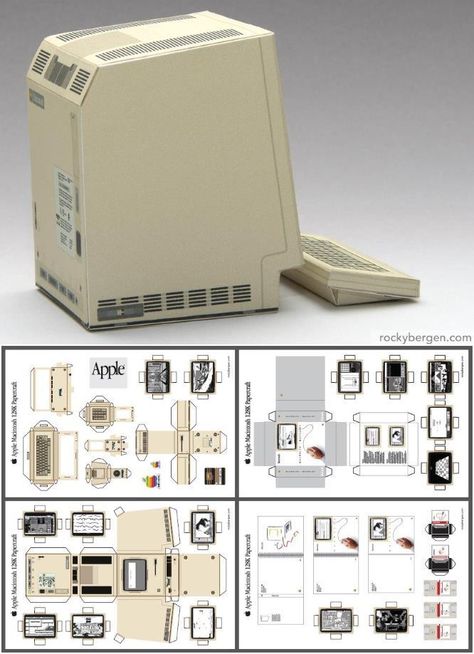 Apple Macintosh, Paper Toys Template, Computer Paper, Paper Doll Template, Papercraft Templates, 3d Paper Crafts, Miniature Crafts, 3d Paper, Paper Cutout