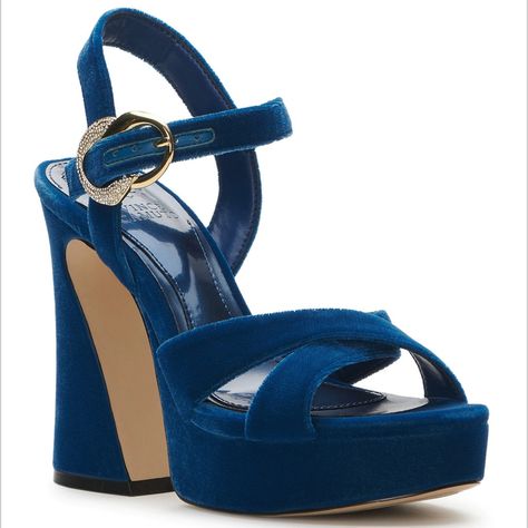 From Vince Camuto, The Izia Velvet Platform Dress Sandals Feature: Textile Upper Buckle Closure Synthetic Lining Synthetic Outsole Approx. 4.5" Heel Height Approx. 1.2" Platform Height Imported. New Without Box With Store Markings At The Bottom. Velvet Platform Heels, Strappy Sandals Gladiators, Platform Espadrille Sandals, Ankle Strap Sandals Heels, Leather Heels Sandals, Leather Espadrilles, Platform Sandals Heels, Peep Toe Sandals, Leather Block Heels