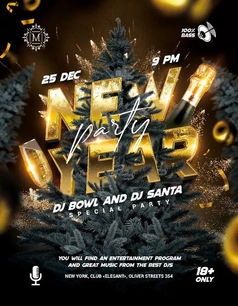 New Year Pubmat, Psd Free Photoshop Templates, New Year Design Ideas, New Year Poster Design Ideas, New Years Flyer, New Year Ads, New Year Flyer Design, New Year Party Poster, New Year Poster Design