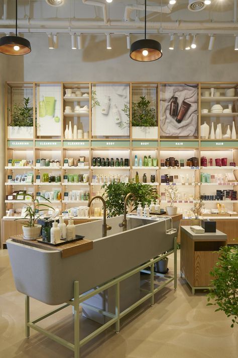 Innisfree Gangnam, Seoul, South Korea | Mapos Architects, DPC | Archinect Gangnam Seoul, Pharmacy Decor, Skincare Store, Pharmacy Design, Store Interiors, Cosmetic Shop, Store Design Interior, Retail Interior, Retail Store Design