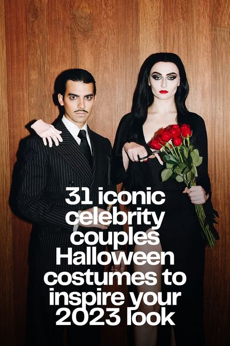 Celebrity couple halloween costumes 2024 Couples Costume Ideas, Famous Couples In History, Kim And Kanye Halloween Costume, Celebrity Halloween Costumes Couples, Classy Couple Costumes Halloween, Celeb Halloween Costumes Couples, Bill And Sookie Costume, Haunted Hollywood Costumes, Couple Halloween Costumes Celebrities