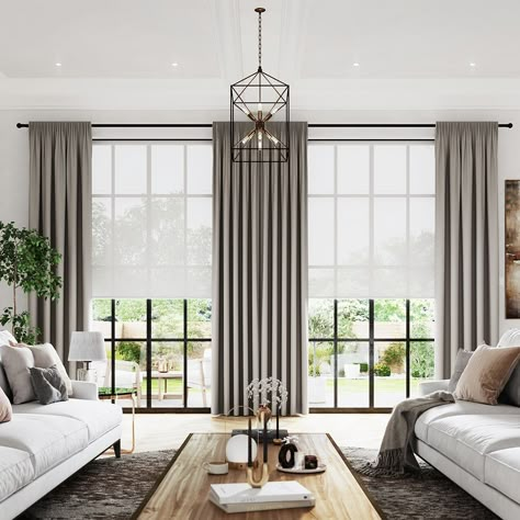 Big Window Curtains, Large Windows Living Room, Big Windows Living Room, Wide Window Curtains, Large Window Curtains, Blinds For Windows Living Rooms, Elegant Draperies, Drapery Styles, Curtains Living Room Modern