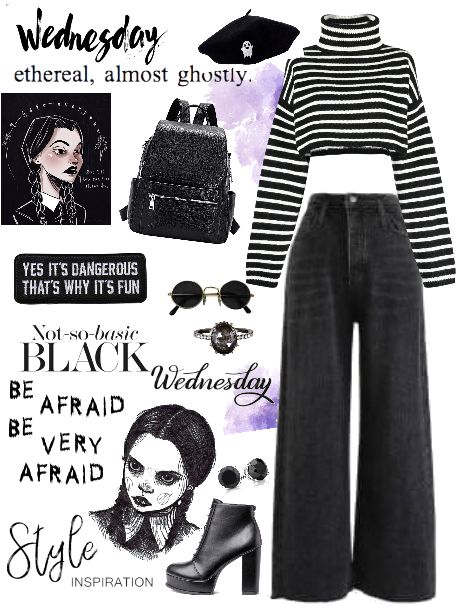 Wednesday Addams Ideas, Wednesday Themed Outfits, Modern Wednesday Addams Outfits, Wednesday Addams Clothing Aesthetic, Wednesday Core Outfits, Outfits Inspired By Wednesday Addams, Wednesday Addams Fits, Wednesday Tv Show Outfits, Wednesday Look Outfits