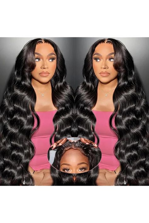 Wear and Go Glueless Wigs Human Hair 5x5 HD Lace Closure Body Wave Wig 180% Density Pre Cut Lace No Glue 5X5 Closure Wigs for Black Women Glueless Pre-plucked with Baby Hair Natural Black Color 24In Closure Wigs For Black Women, Hairstyles Color, Wigs Black, Wig Colors, Colors For Dark Skin, Closure Wigs, Glueless Wigs, Sleek Bob, Voluminous Curls