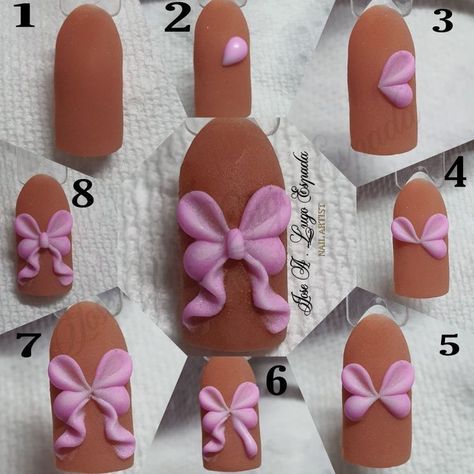 3d Bows On Nails, 3d Bow Nail Designs, 3d Bow Nail Art, Crazy Nail Ideas, 4d Nail Art, 3d Gel Nail Art, Nails With Bows, 3d Acrylic Nail Art, Hairstyle And Makeup