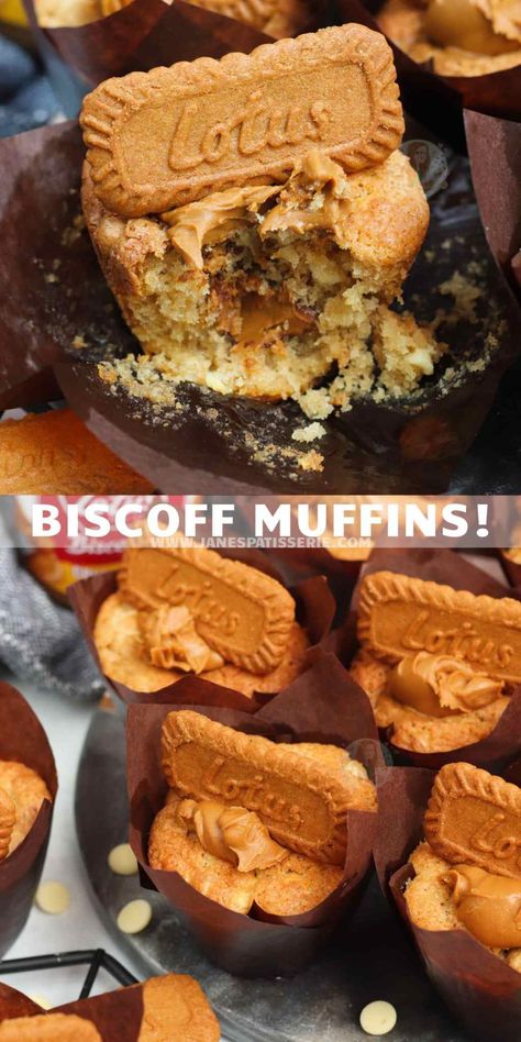 Biscoff Muffins, Baking Recipes Uk, Jane Patisserie, Homemade Biscoff, Cupcake Recipes Uk, Milk Cakes, Muffin Nutella, Biscoff Cupcakes, Homemade White Chocolate