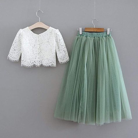 Bridesmaid Skirt And Top, Sage Skirt, Bridesmaid Dresses Lace Top, Two Piece Bridesmaid Dresses, Bohemian Flower Girl, Crop Skirt, Girls Tulle Skirt, Tule Rok, Bridesmaid Skirts