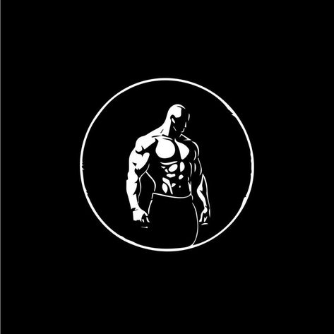 Bodybuilder male figure icon, GYM logo template, athletic man sign white silhouette on black background. Vector illustration Gym Symbol, Motivation Icon, Motivational Logo, Gym Icons, Male Logo, Personal Training Logo, Jack Hanna, Bodybuilding Logo, Logos Gym