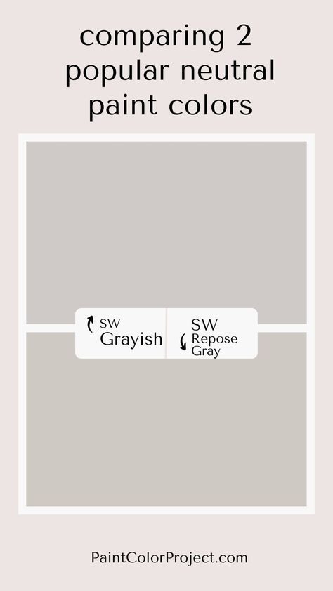 Sherwin Williams Grayish vs Repose Gray: let's compare - The Paint Color Project Accessible Beige Sherwin Williams, Gossamer Veil, Greige Paint Color, Popular Neutral Paint Colors, Benjamin Moore Edgecomb Gray, Beige Wall Colors, Repose Gray Sherwin Williams, Agreeable Gray Sherwin Williams, Beige Paint Colors