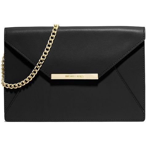 MICHAEL MICHAEL KORS Lana Leather Envelope Shoulder Clutch found on Polyvore featuring bags, handbags, clutches, purses, apparel  accessories, black, chain purse, genuine leather handbags, genuine leather purse y leather handbags Envelope Clutch Purse, Black Envelope, Michael Kors Clutch, Black Envelopes, Real Leather Handbags, Envelope Clutch Bag, Black Leather Clutch, Leather Envelope, Cheap Michael Kors