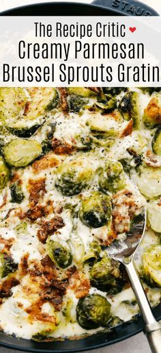 Creamy Parmesan Brussel Sprouts Gratin with Bacon is cheesy, savory and perfect for your holiday meals. Tender crisp brussels sprouts are smothered in a creamy sauce and topped with cheese and crunchy bacon. It's sure to be a crowd pleaser. Tender Brussel Sprout Recipes, Brussel Sprout Au Gratin With Bacon, Brussels Au Gratin, Brussel Sprouts Gratin, Brussel Sprouts Au Gratin, Parmesan Brussel Sprouts, Creamy Brussel Sprouts, Parmesan Brussels Sprouts, Baked Brussel Sprouts