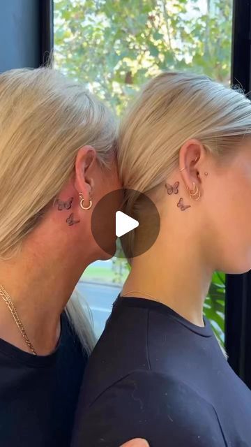 Fine Line Tattoos®️ on Instagram: "Mother Daughter Matching Butterfly Tattoos 🦋  We have something very special planned this Mother’s Day, stay tuned!   Artist: Taeri @taeri_tattoo   For bookings please fill out the booking form online or 📩 finelinetattoos@outlook.com  Walk-ins welcome daily, Text or DM reference image to secure 0498 019 041  #finelinetattoo #tattoo #melbournetattoo #melbournetattooist #tattooed #microtattoo #melbournetattooshop #tinytattoo #smalltattoos #ltattooshop #melbourne" Small Mum Tattoo Ideas, Aesthetic Mom And Daughter Tattoos, Minimal Mother Daughter Tattoos, Matching Tattoo For Mom And Daughter, Tattoos Matching Mother Daughter, Small Tattoos For Mom And Daughter, Matching Tattoo Ideas Mom And Daughter, Not Basic Tattoos, Matching Tattoos With Mom And Daughter