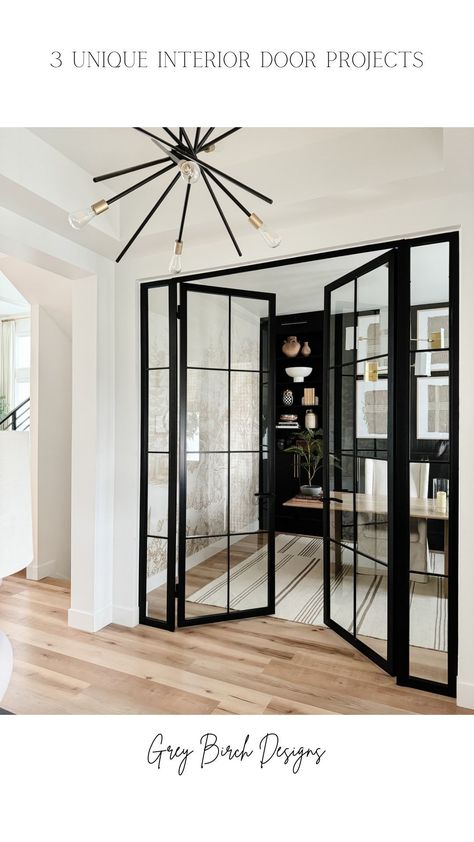 Talk about a statement!! These doors completely elevated the entire look of not just my office but also my entryway! Comment “Glass Doors”… | Instagram Metal And Glass Interior Doors, Black Frame French Doors, Black Office Doors For Home, Iron Office Doors, Glass Doors For Office, Glass Door Office Design, Black Glass Office Doors, Home Office With Glass Doors, Home Office Doors Ideas