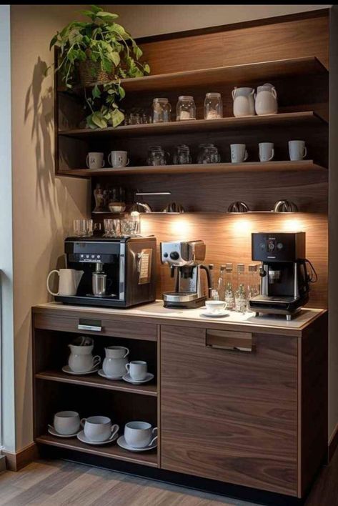 Kaffe Station, Coffee Bar Station, Home Bar Rooms, Christmas Boho, Coffee Bar Design, Desain Pantry, Design Café, Home Coffee Stations, Coffee Nook