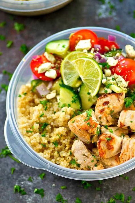 Meal Prep Greek Chicken, Quinoa Indian Recipes, Meal Prep Quinoa, Meal Prep Greek, Greek Chickpea Salad, Quinoa Bowls, Best Healthy Dinner Recipes, Chicken Quinoa, Quinoa Bowl