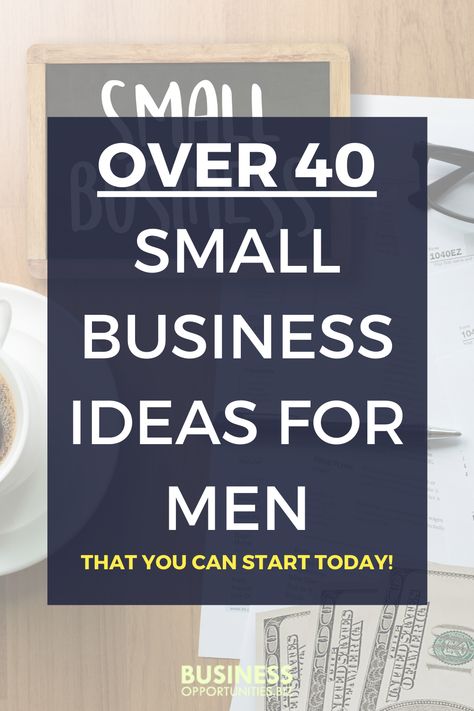 Are you thinking you want to become an entrepreneur but just need one idea to get started? Here's over 40 small business ideas for men that you can start today! Some business ideas are online and home based, while other require going to locations. Business Ideas Entrepreneur For Men, Business Ideas For Couples, Small Business Ideas For Men, Business Development Ideas, Business Promotion Ideas, Business Ideas For Men, Small Town Business Ideas, Business Brainstorming, Unique Small Business Ideas