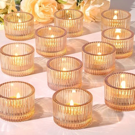 Amazon.com: HAVITI 24 pcs Tealight Gold Candle Holders, Votive Tea Light Candle Holder Glass for Gold Centerpieces Wedding Christmas Table Decor, Party Supplies, Home Decor : Home & Kitchen Small Votive Candle Holders, Tea Lights Centerpieces, Gold Votive Candle Holders, Candle Holders Glass, Gold Votive Candles, Gold Wedding Centerpieces, Sparkling Candle, Christmas Advent Wreath, Gold Centerpieces