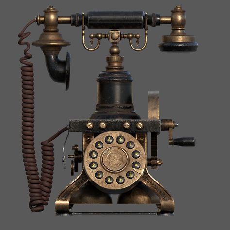 3d Objects Reference, 3d Props Reference, Old Telephone Aesthetic, Victorian Inventions, Antique Props, Prop Modeling, Steampunk Props, 3d Game Assets, Speakeasy Decor