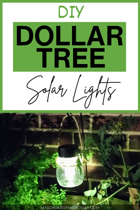 DIY Dollar Tree Solar Light using items that can be found at the Dollar Tree using mason jars. Jar Of Memories, Diy Solar Lanterns, Solar Lamps Diy, Mason Jar Solar Lights, Solar Garden Lanterns, Whimsical Diy, Solar Yard Lights, Tree Lanterns, Solar Light Crafts