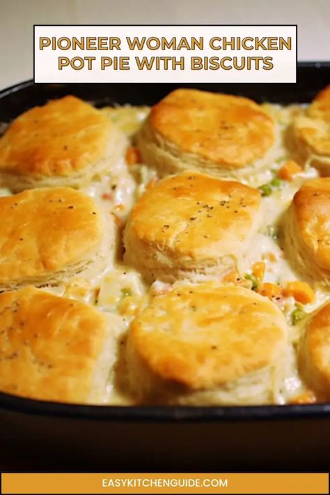 Chicken Pot Pie Farmhouse On Boone, Easy Pot Pies Recipes, Chicken Pot Pie Recipe With Homemade Biscuits, Cheater Pot Pie, Cast Iron Chicken Pot Pie With Biscuits, Chicken Pie With Biscuits On Top, Easy Potpie With Biscuits, Pioneer Woman Pot Pie, Chicken Pot Pie Frozen Biscuits