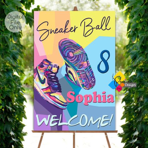 Printable SNEAKER Ball Birthday Board. Digital Sneaker Art Party Decor. Personalized Sneaker Ball Welcome Sign. Sneakers Party Theme Poster https://etsy.me/3E2yrjA #birthday #sneakergala #sneakerbanner #sneakerball #sneakerbirthday #sneakerparty #sneakerbackground Sneaker Ball Decor, Sneaker Gala Party Ideas, Sneaker Party Theme, Sneaker Ball Party Decorations, Sneaker Ball Decorations, Sneaker Ball Party Ideas, Sneaker Birthday Party, 8th Grade Dance Themes, Art Party Decor