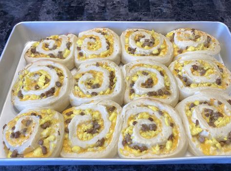 Breakfast Rolls with Sausage, Egg, and Cheese Crescent Breakfast, Coconut Cream Pie Recipes, Cheese Rolls, Breakfast Crescent Rolls, Breakfast Rolls, Egg And Cheese, Homemade Dinner Rolls, Cream Pie Recipes, Homemade Hamburgers