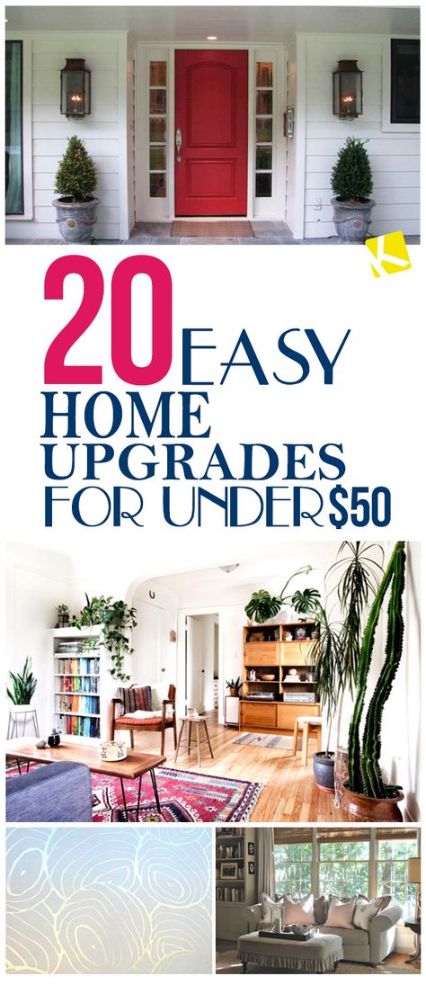 20 Easy Home Upgrades for Under $50                                                                                                                                                                                 More Diy Etagere, Easy Home Updates Diy, Easy Home Diy Upgrades, Easy Home Upgrades, Easy Home Improvement, Home Remodeling Diy, Genius Ideas, Casa Container, Design Apartment