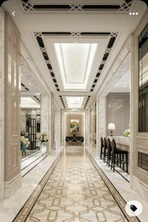 Interior Neoclassic, Modern Mountain House Plans, Marble Floor Pattern, Marble Flooring Design, Corridor Design, Neoclassical Interior, Marble Floors, Luxury Modern Homes, Hallway Designs