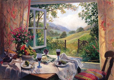 Summer Lunch Stephen Darbishire Easy Landscape Paintings, Mosaic Bathroom, Italian Landscape, Needlework Crafts, Summer Painting, Wooden Jigsaw Puzzles, Wooden Jigsaw, Mosaic Diy, Open Window