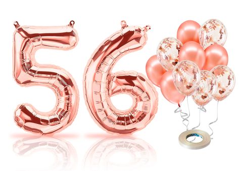 Available in all numbers 1 - 100 #rosegold #birthday #latex #red #birthdaydecoration #birthdaydeco #birthdayballoons #partysupplies #number56balloons