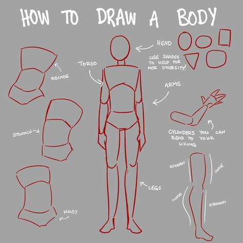 Anatomy Tips, الفن الرقمي, Body Shape Drawing, Body Drawing Tutorial, Creative Drawing Prompts, Body Reference Drawing, Art Tools Drawing, Sketches Tutorial, 캐릭터 드로잉