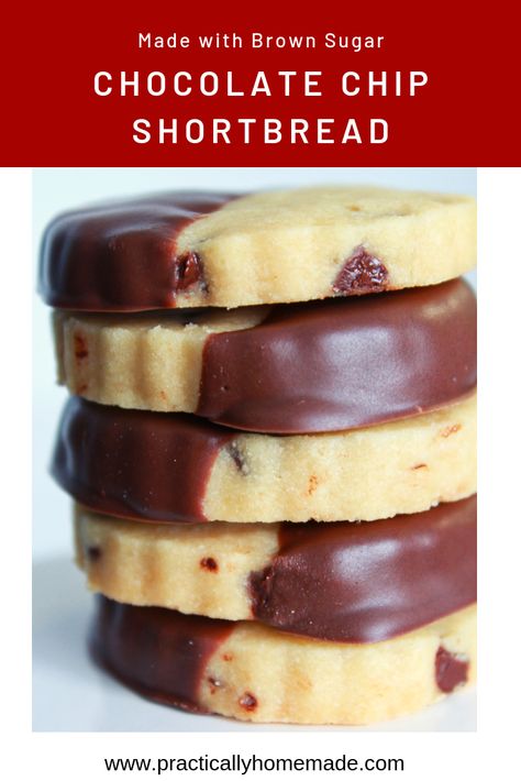 Chocolate Chip Shortbread, Cookies Shortbread, Cookies Chocolate Chip, Chocolate Chip Shortbread Cookies, Dipped Cookies, Shortbread Recipes, Cookies Chocolate, Easy Cookie Recipes, 5 Ingredient