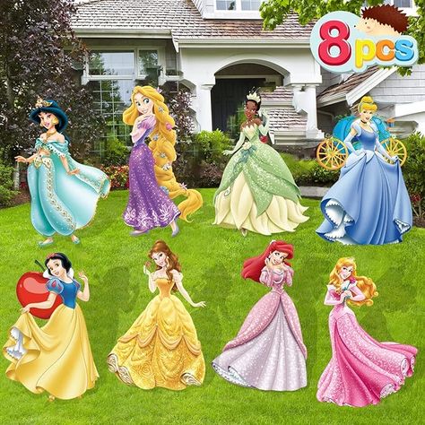 Amazon.com : 8 PCS Princess Yard Signs With Stakes, Princess Party Supplies, Princess Birthday Decorations Party Decor Outdoor Decorations : Patio, Lawn & Garden All Princess Theme Birthday Party, Princess Ball Decorations, All Princess Birthday Party, Rainbow Princess Birthday Party, Princess Theme Birthday Party Decoration, Disney Princess Birthday Decorations, Princess Party Ideas Decorations, Princess Decorations Party, Princess 2nd Birthday Party